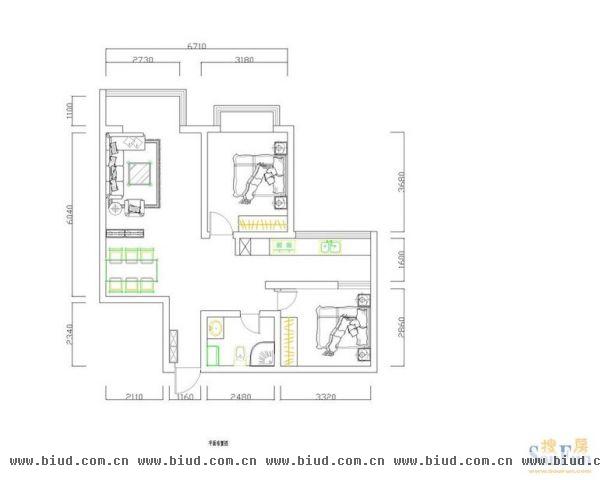 尚北青年公寓-二居室-87平米-装修设计