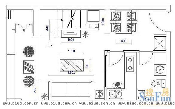 北京华贸城-一居室-53平米-装修设计