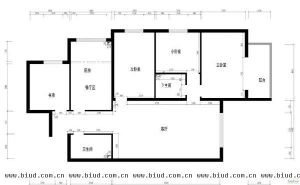 八一中学家属区宿舍楼-二居室-88平米-装修设计