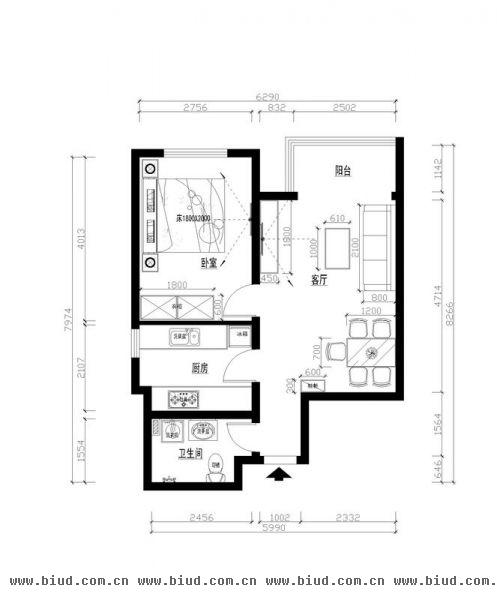 松榆东里-一居室-60平米-装修设计