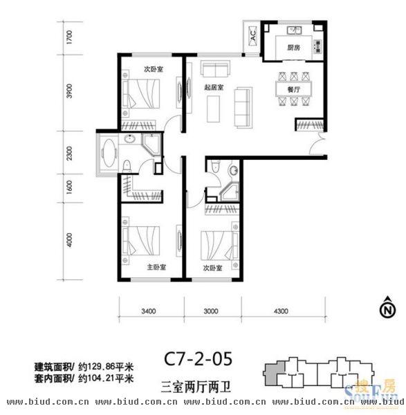 天润福熙大道-三居室-130平米-装修设计
