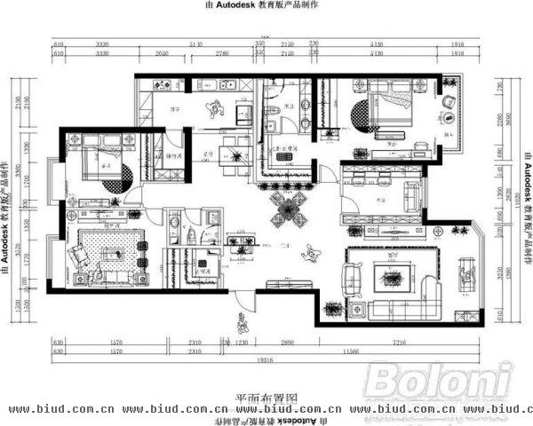 中海凯旋-三居室-16平米-装修设计