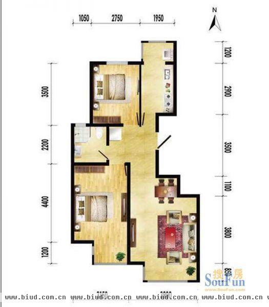 润枫领尚-二居室-87.2平米-装修设计