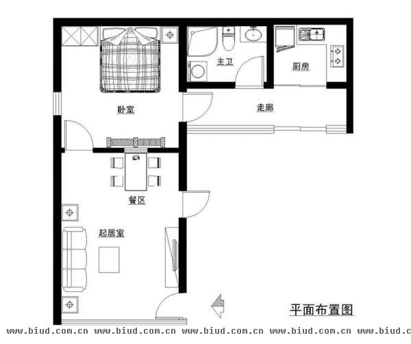 潮白河畔7号-一居室-60平米-装修设计