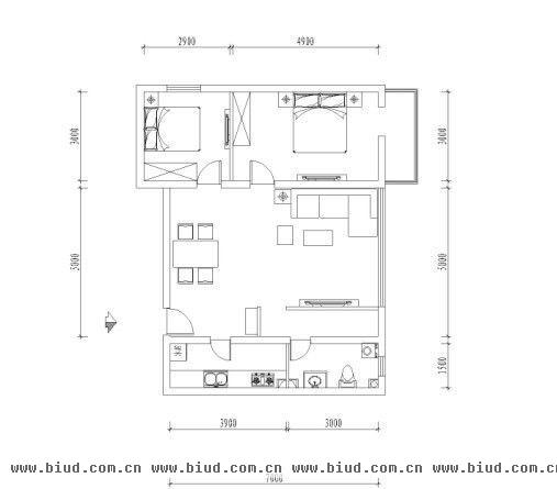 西罗园一区-二居室-75平米-装修设计