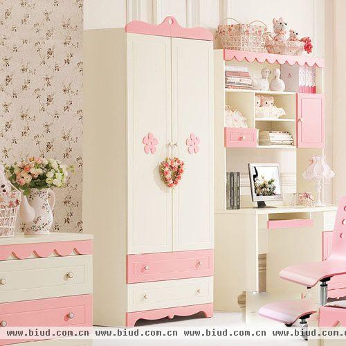丽丽派家具韩式儿童卧室系列两门带抽衣柜