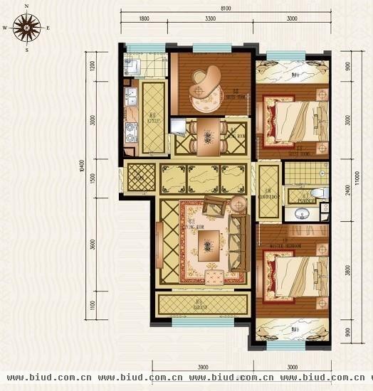 纳帕澜郡-三居室-101平米-装修设计