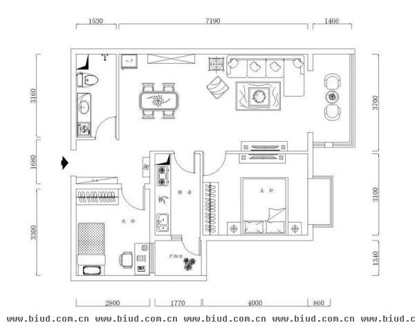 上林溪南区-二居室-95平米-装修设计