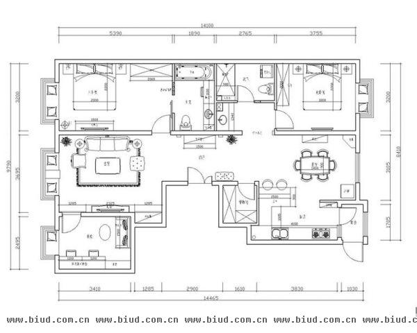 远洋沁山水-三居室-135平米-装修设计