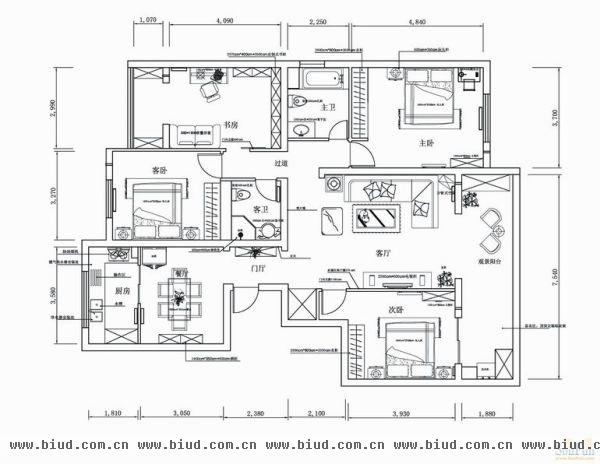 艾瑟顿国际公寓-四居室-160平米-装修设计