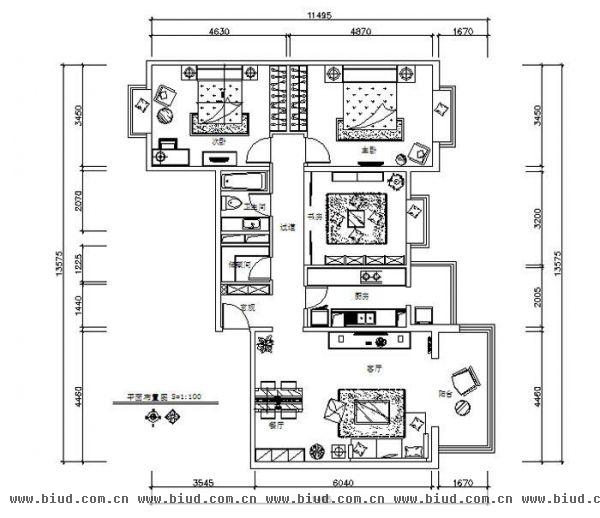 中科院家属院-三居室-108平米-装修设计