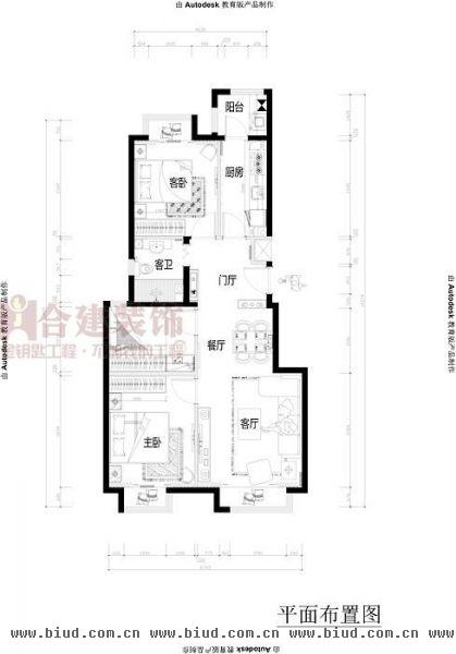 天恒乐活城D5-三居室-90平米-装修设计