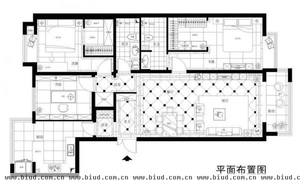 顶秀美泉小镇-三居室-140平米-装修设计