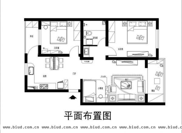 蝶翠华庭-二居室-101平米-装修设计