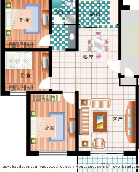 草桥馨园-三居室-98平米-装修设计