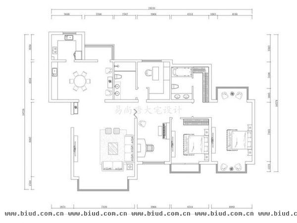 中粮祥云国际生活区-四居室-380平米-装修设计