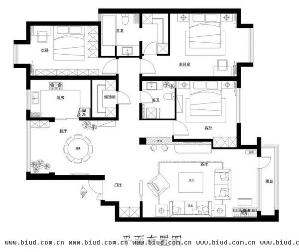 珠江帝景-三居室-114平米-装修设计