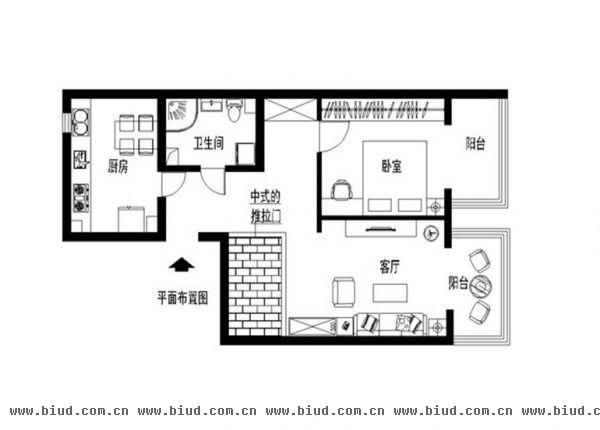 大黄庄南里-一居室-60平米-装修设计