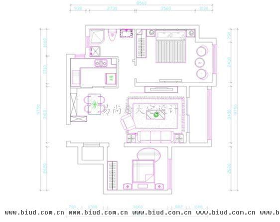 金地朗悦-二居室-75平米-装修设计