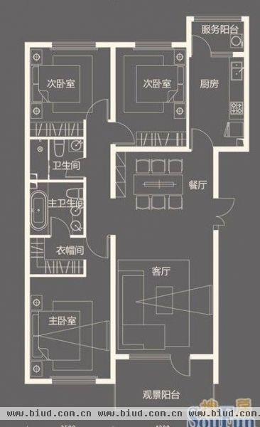 中粮祥云国际生活区-三居室-143平米-装修设计