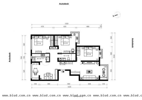 六郎庄-三居室-160平米-装修设计