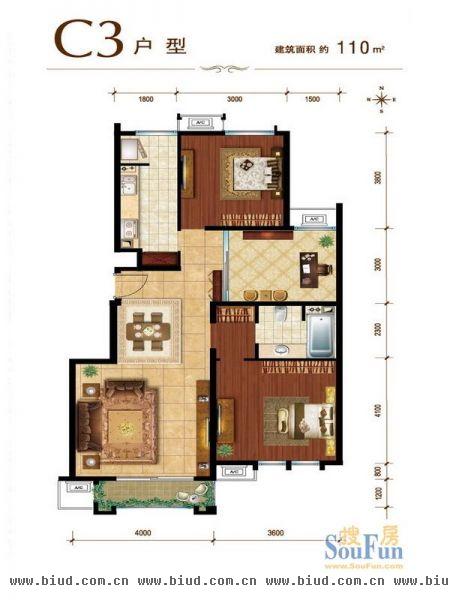 建邦华庭-二居室-110平米-装修设计