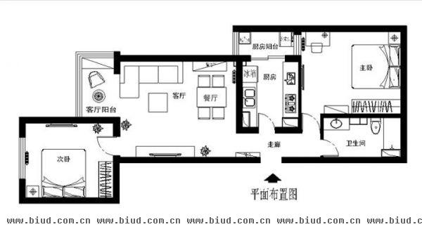 八里庄东里二居92平房简约-二居室-92平米-装修设计