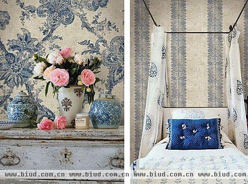 瑞典壁纸品牌CARMA的Ceylon系列，由古代丝绸之路得到灵感，借鉴扎染和蜡染的色感，带出的历史韵味和异域风情，适合复古范的室内装潢。