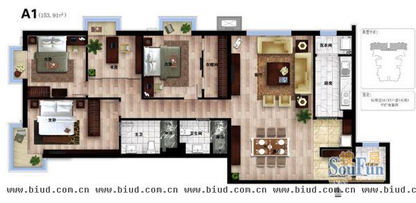 京禧阁-四居室-153平米-装修设计