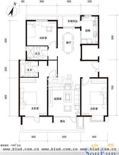 百旺杏林湾-三居室-135平米-装修设计