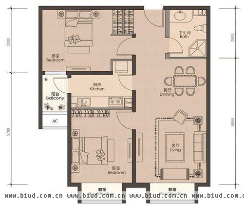 京禧阁-二居室-86平米-装修设计