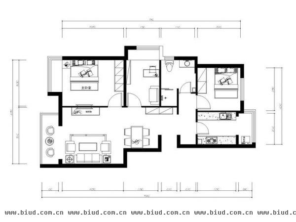 蓝爵公馆-三居室-109平米-装修设计