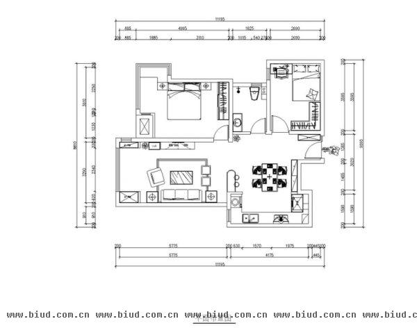 百合湾壹号院-二居室-80平米-装修设计