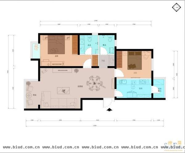 水墨林溪-二居室-106平米-装修设计