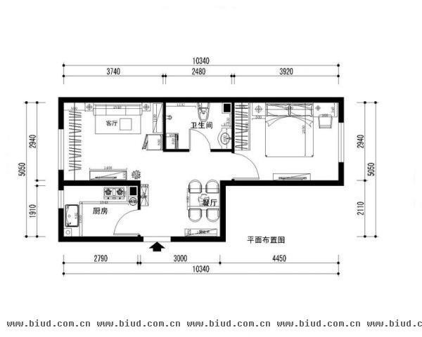 中建梅兰居-一居室-54平米-装修设计