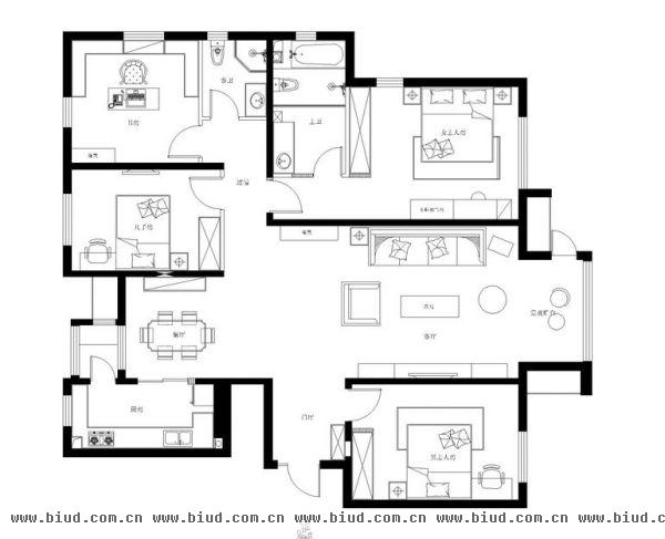 百旺杏林湾-四居室-140平米-装修设计