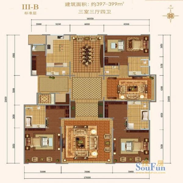 西山壹号院-四居室-393平米-装修设计