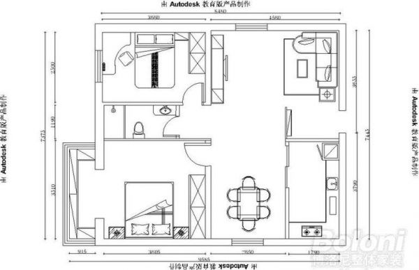 东湖湾-三居室-102平米-装修设计