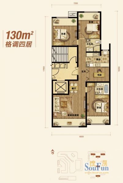 龙湖·时代天街-四居室-130平米-装修设计