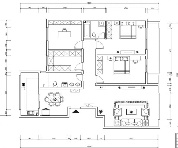 龙爪树南里小区-四居室-160平米-装修设计