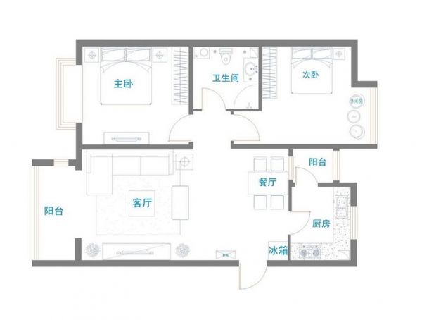 香蜜湾-二居室-82.7平米-装修设计