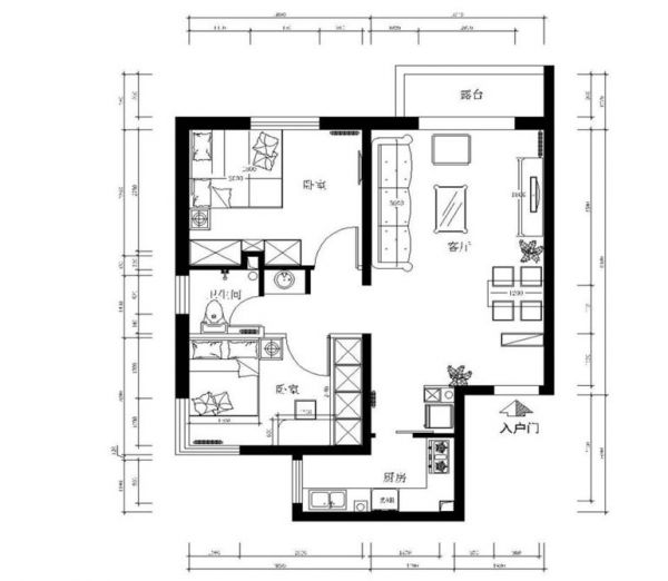 宜居园-二居室-72平米-装修设计