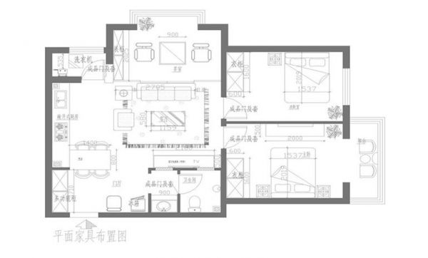 宜居园-二居室-90平米-装修设计