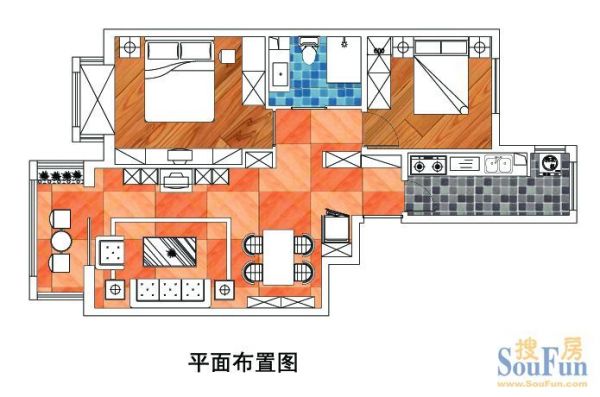 中铁国际城-二居室-95平米-装修设计