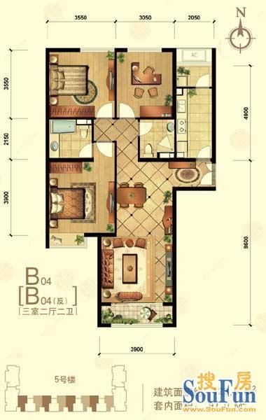 中信城-三居室-123.5平米-装修设计