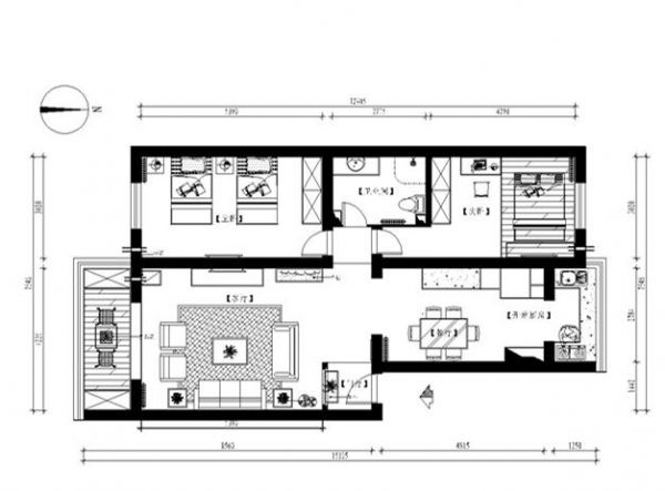 亢山佳园-二居室-120平米-装修设计