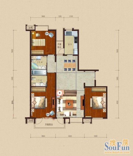 顺弛领海-三居室-130平米-装修设计