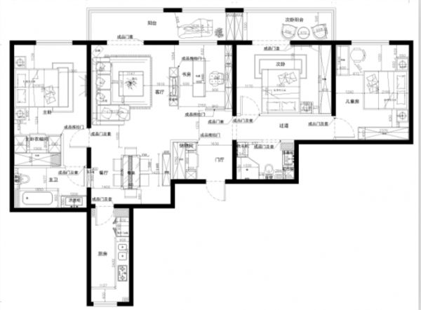 中关村南大街甲48号院-三居室-150平米-装修设计