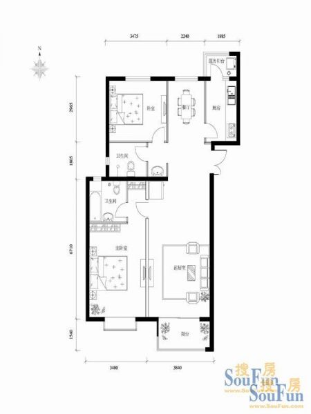 上林溪-二居室-108平米-装修设计