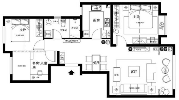 东亚逸品阁-三居室-108平米-装修设计